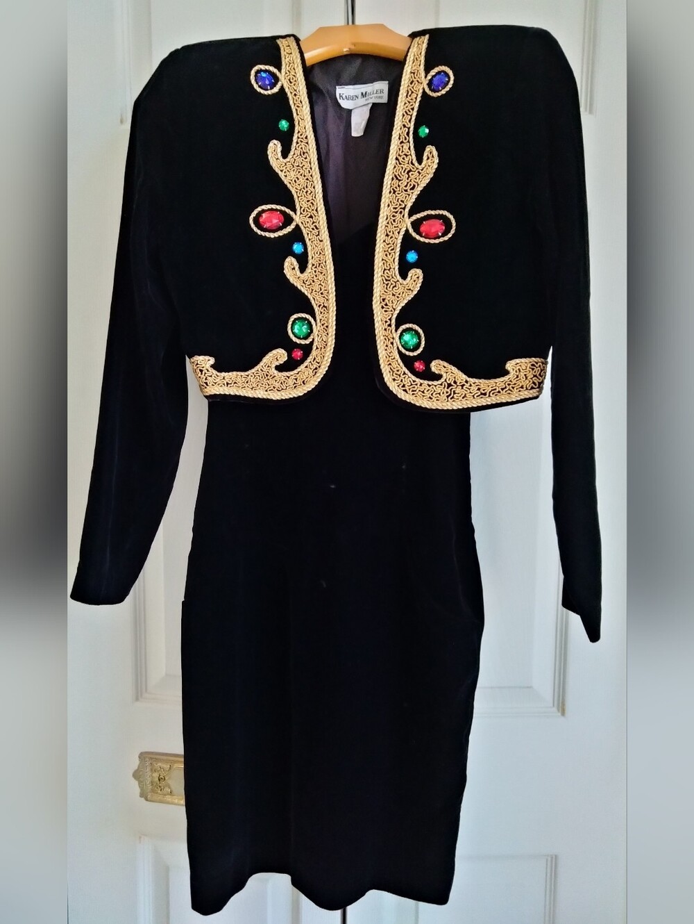 Karen Millen Black Velvet Dress with Embellished Bolero